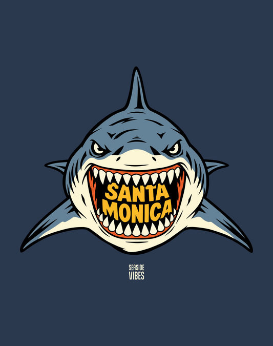 Santa Monica AF Shark Tee - Cotton Blend | Midnight Navy