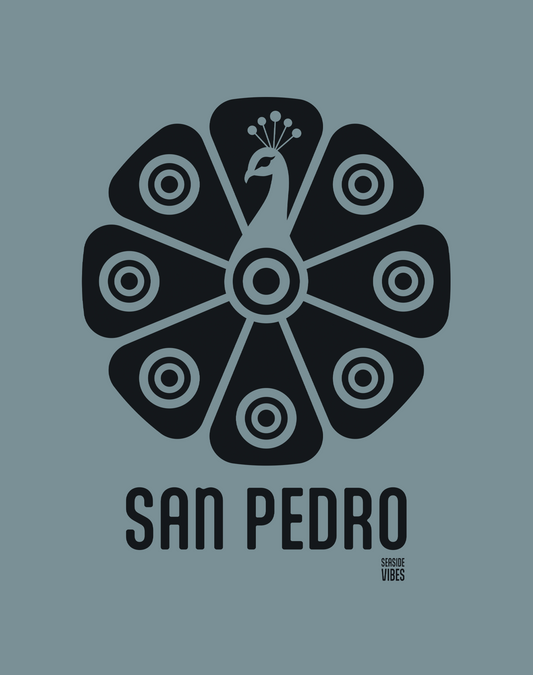 San Pedro Tribal Peacock Tee - Premium 100% Cotton | Ice Blue
