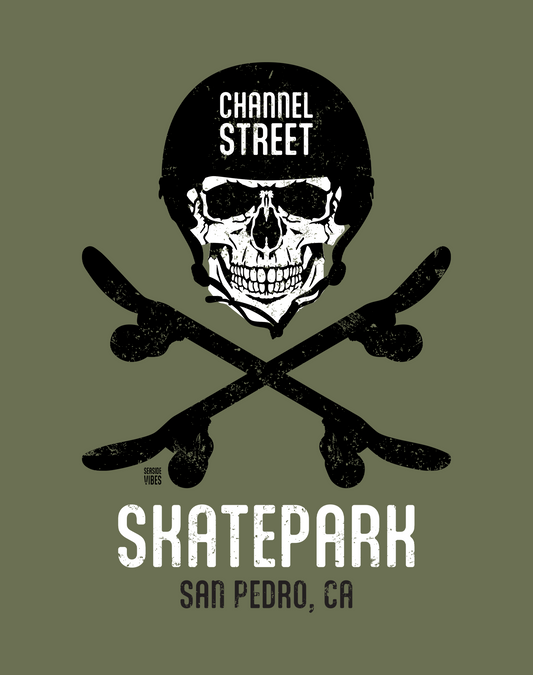 Channel Street Skatepark Tee - Premium 100% Cotton | Moss