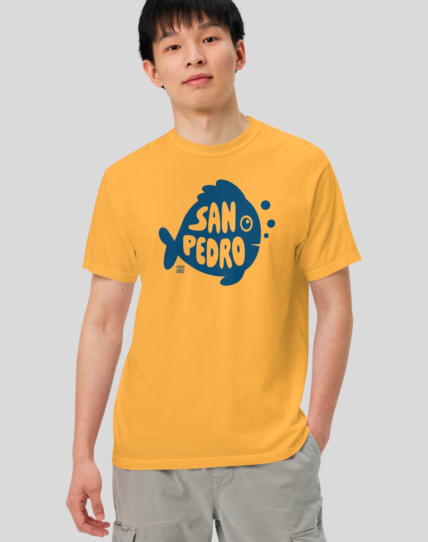 Unisex: San Pedro Flounder Tee - 100% Cotton | Mustard