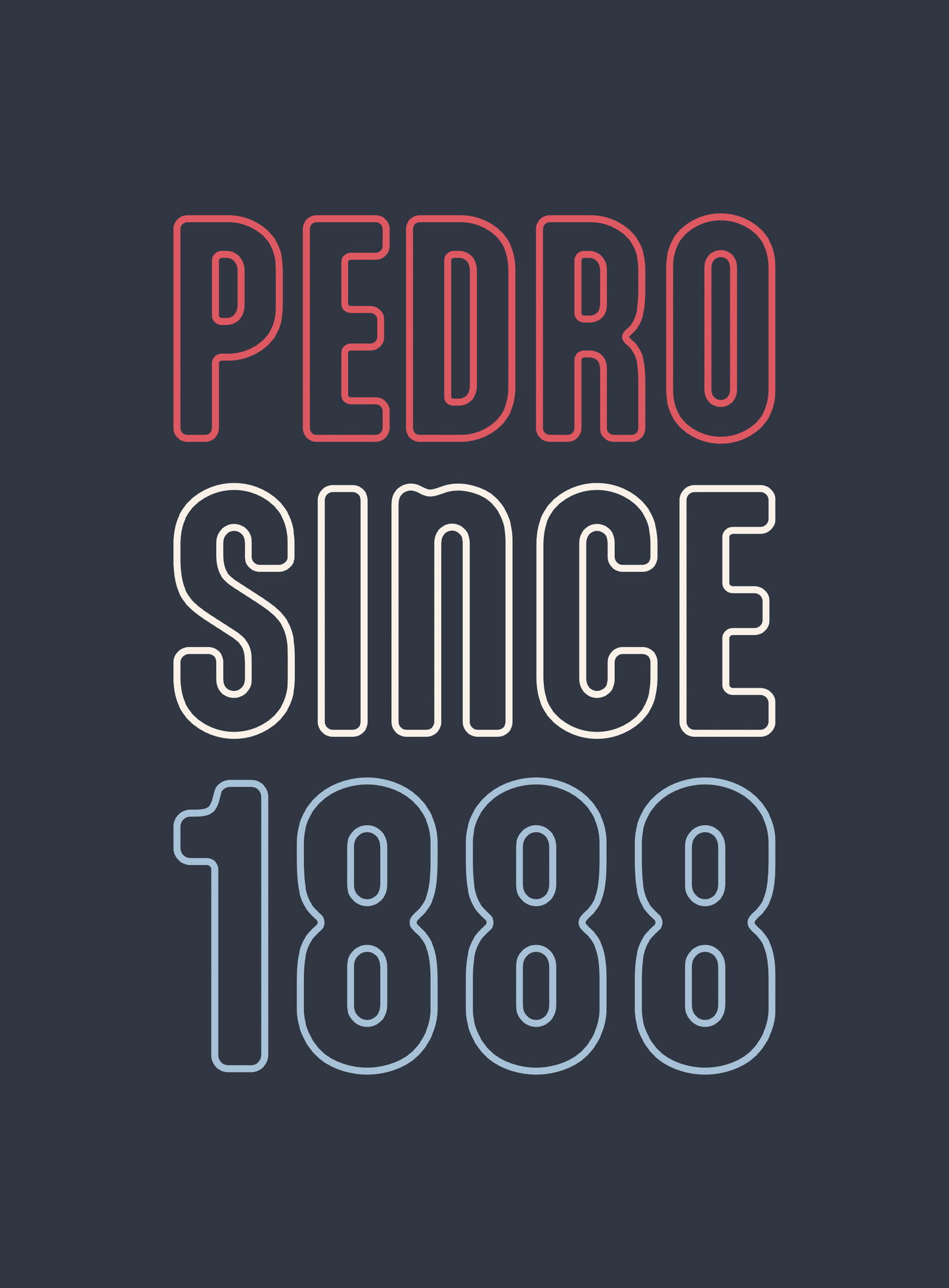 Unisex: Red, White & Pedro Tee - Heather Navy