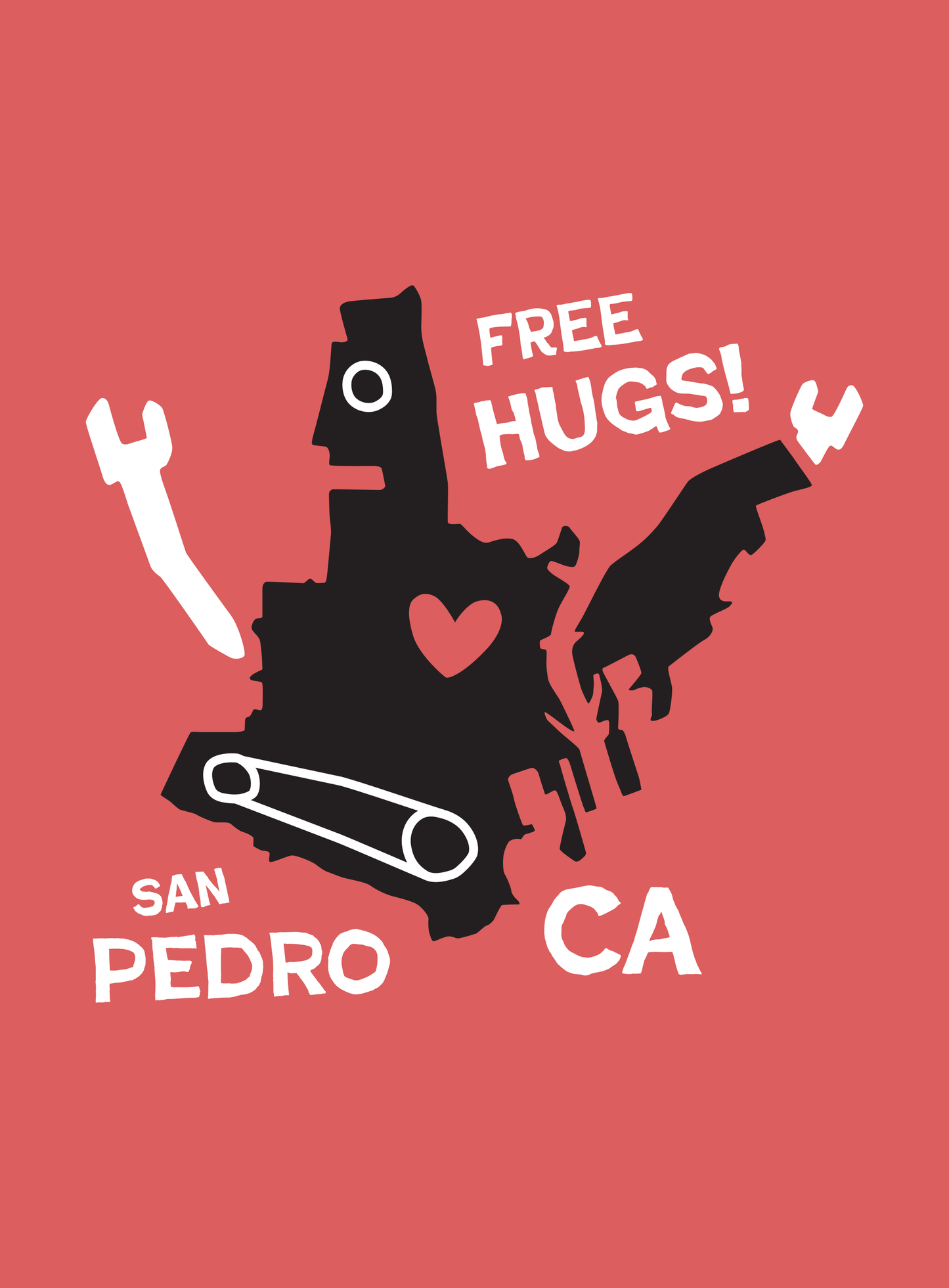 Unisex: San Pedro Free Hugs Tee - Heather Red