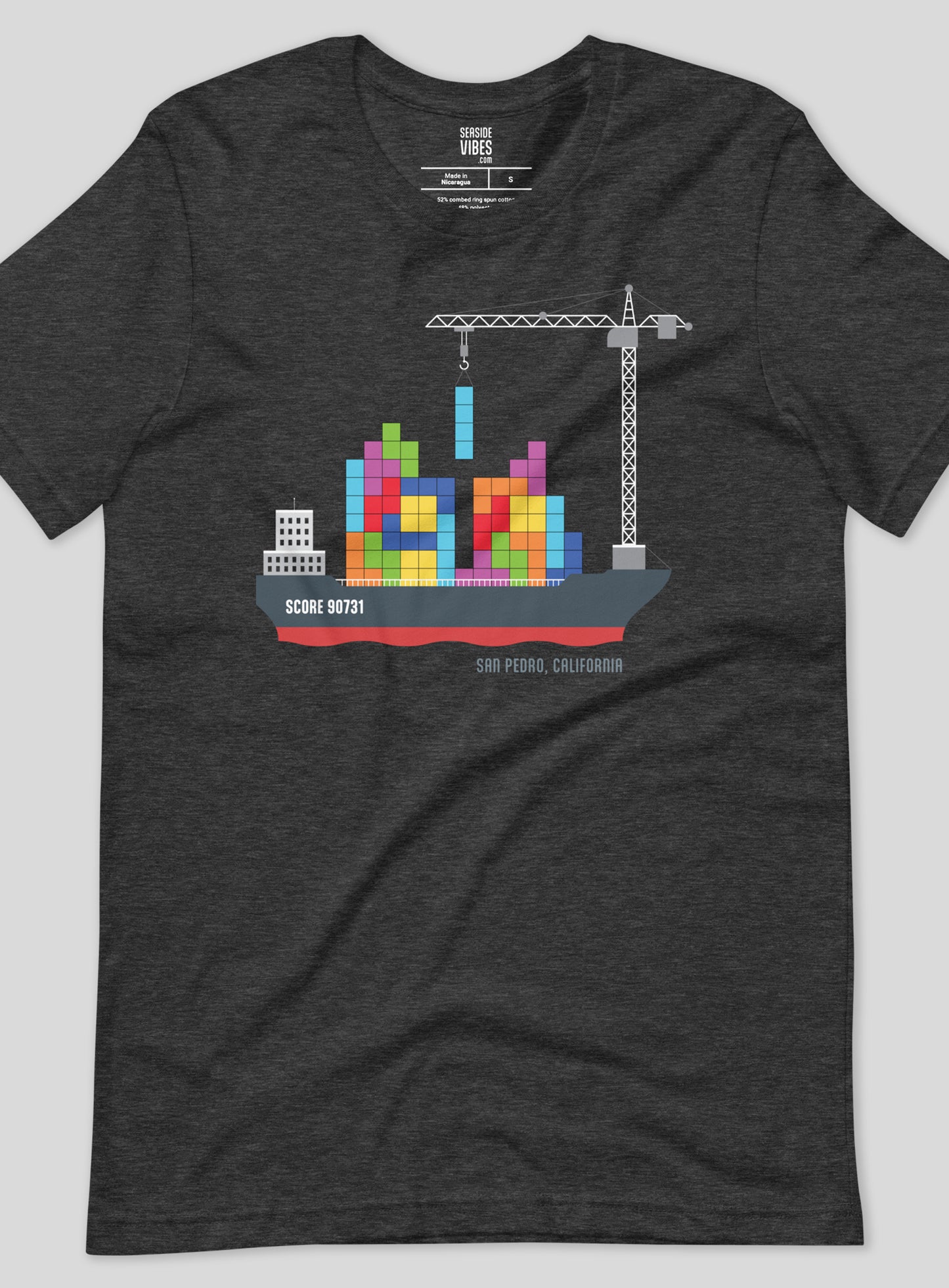 Unisex: San Pedro Tetris Tee - Dark Grey Heather