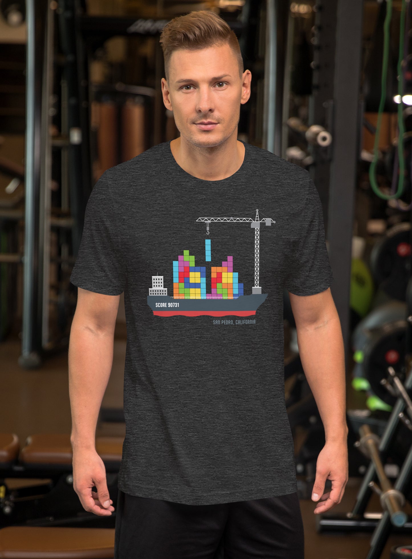 Unisex: San Pedro Tetris Tee - Dark Grey Heather