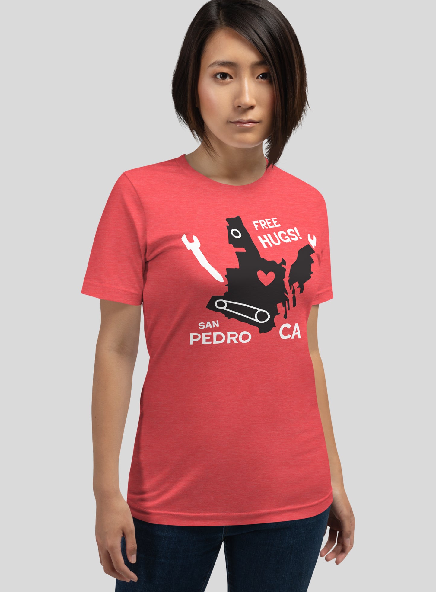 Unisex: San Pedro Free Hugs Tee - Heather Red