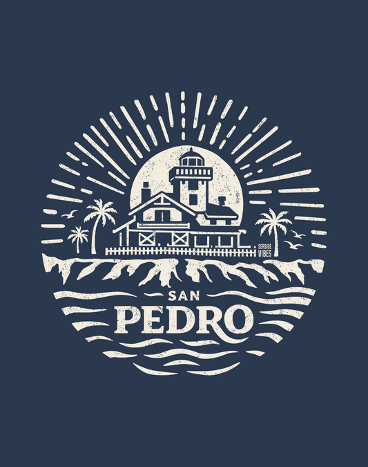 Point Fermin Lighthouse Sunrise Tee - Cotton Blend | Midnight Navy