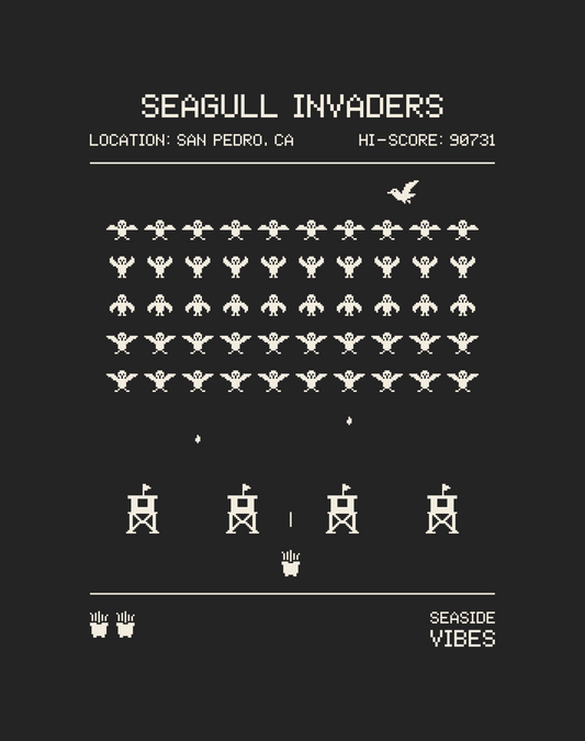 San Pedro Seagull Invaders Tee - Cotton Blend | Charcoal