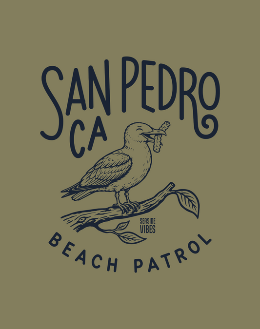 San Pedro Beach Patrol Seagull Tee - Cotton Blend | Military Green