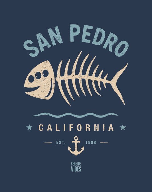 San Pedro 3-Eyed Fish Bones Tee - Cotton Blend | Midnight Navy