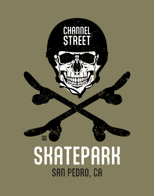 Channel Street Skatepark San Pedro Tee - Cotton Blend | Military Green