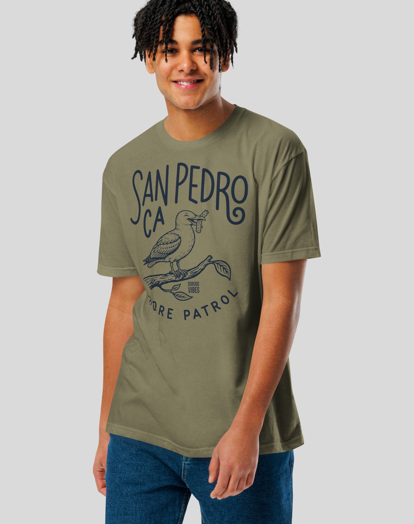 San Pedro Shore Patrol Seagull Tee - Cotton Blend | Military Green