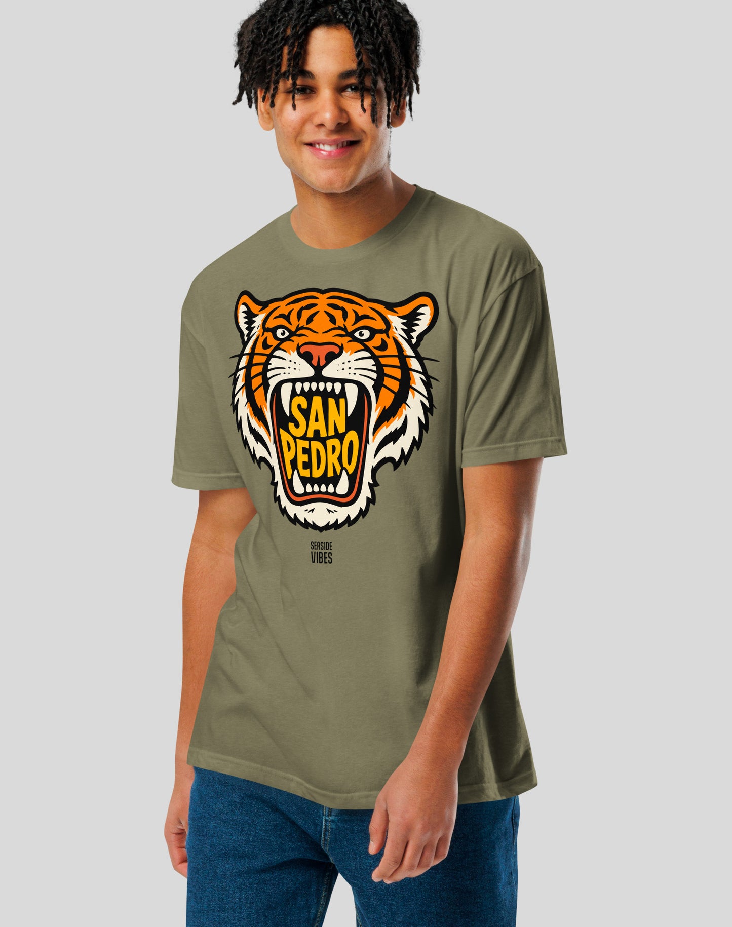 San Pedro AF Tiger Tee - Cotton Blend | Military Green