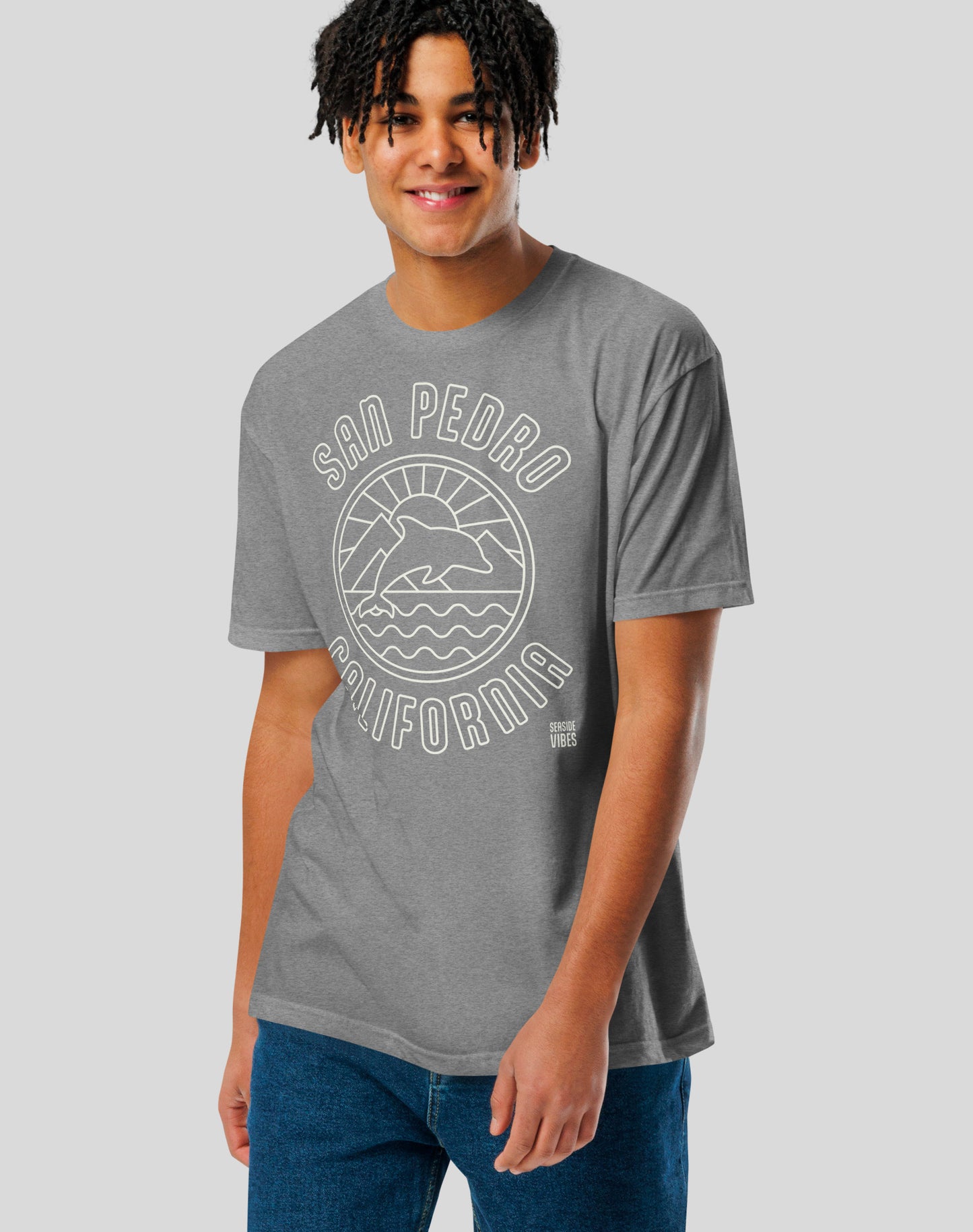 San Pedro Dolphin Sunrise Tee - Cotton Blend | Dark Heather Gray
