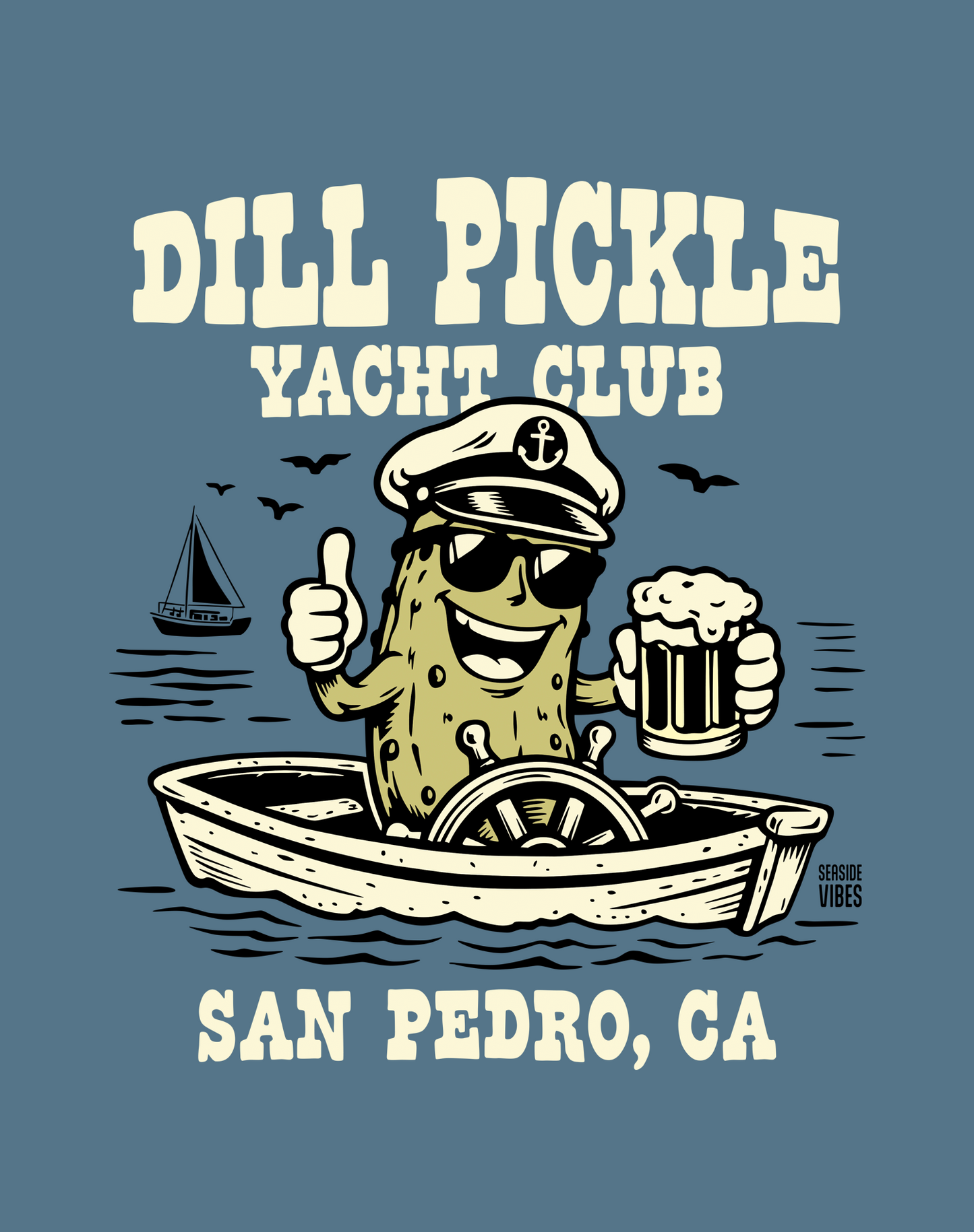 V-Neck: San Pedro Dill Pickle Yacht Club Tee | Heather Slate