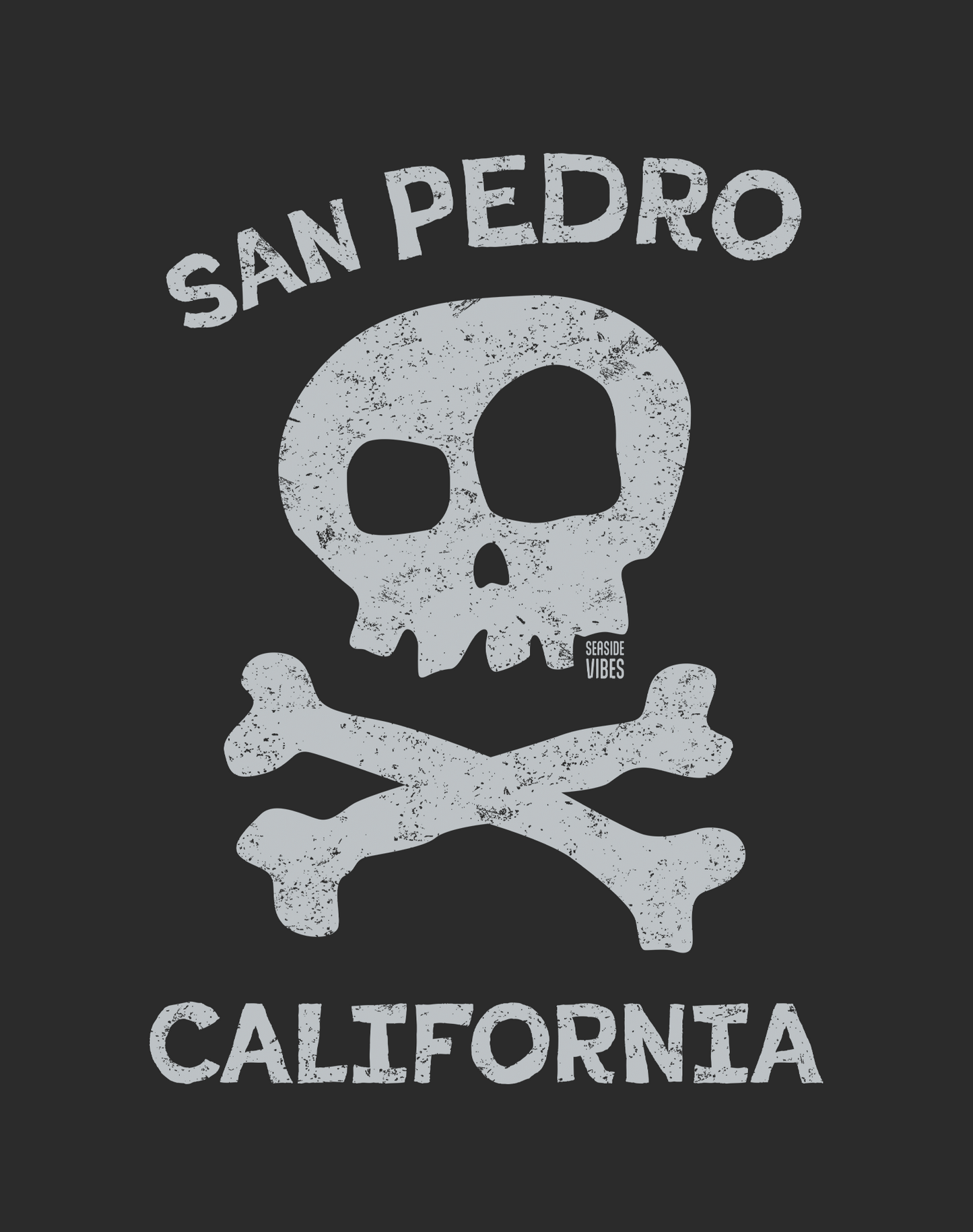 V-Neck: San Pedro Skull and Bones Tee | Dark Grey Heather