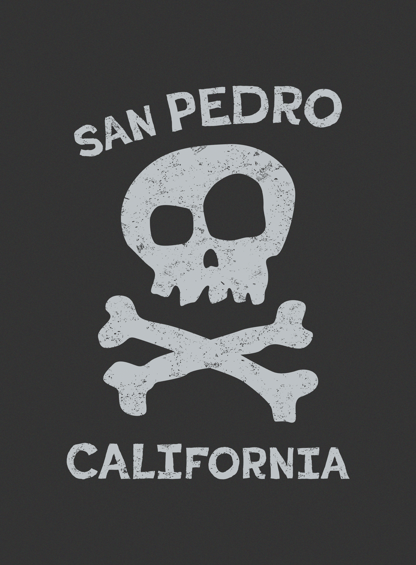 V-Neck: San Pedro Skull and Bones Tee - Dark Grey Heather