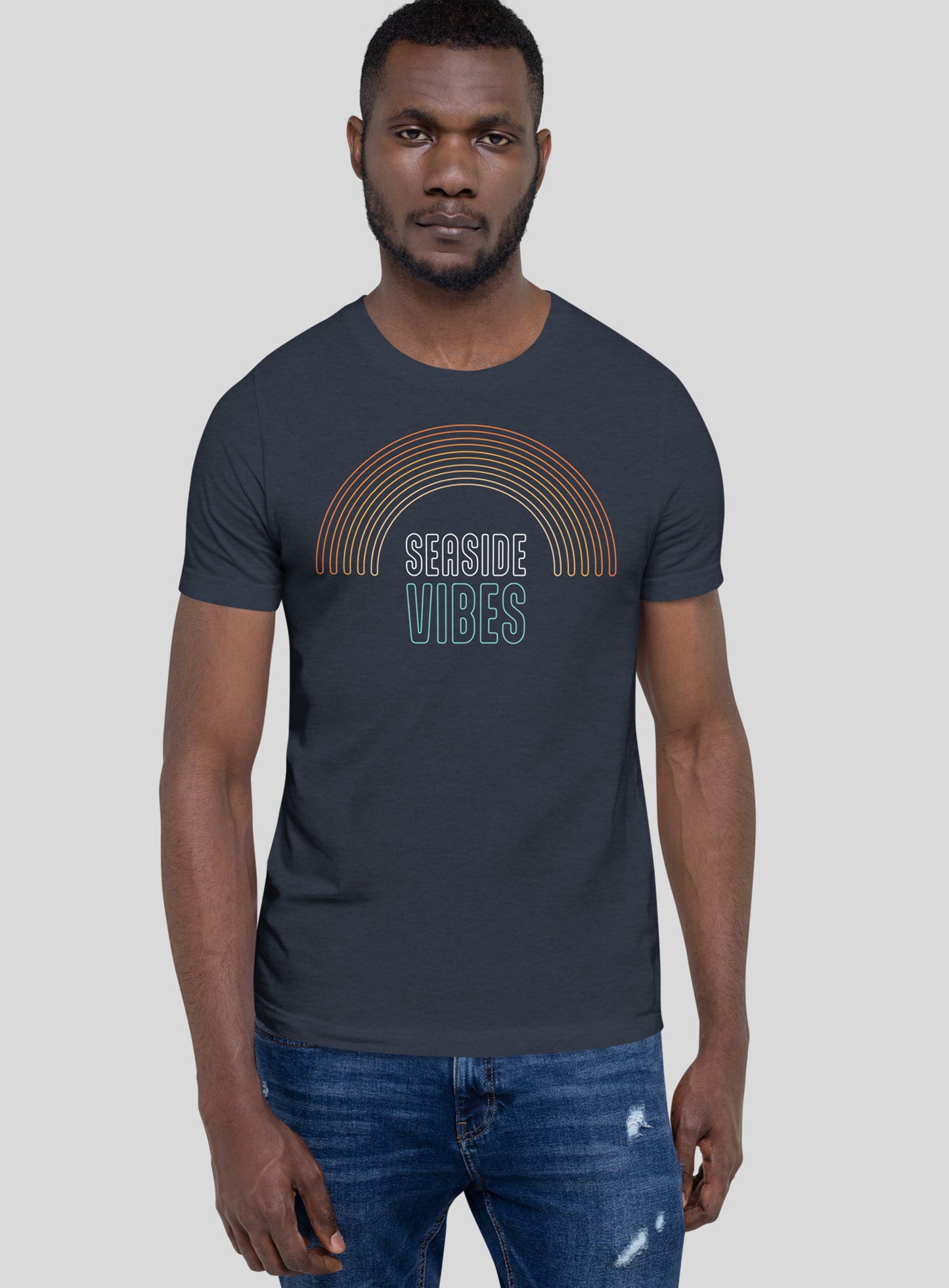 Unisex: Seaside Vibes Logo Tee - Heather Navy