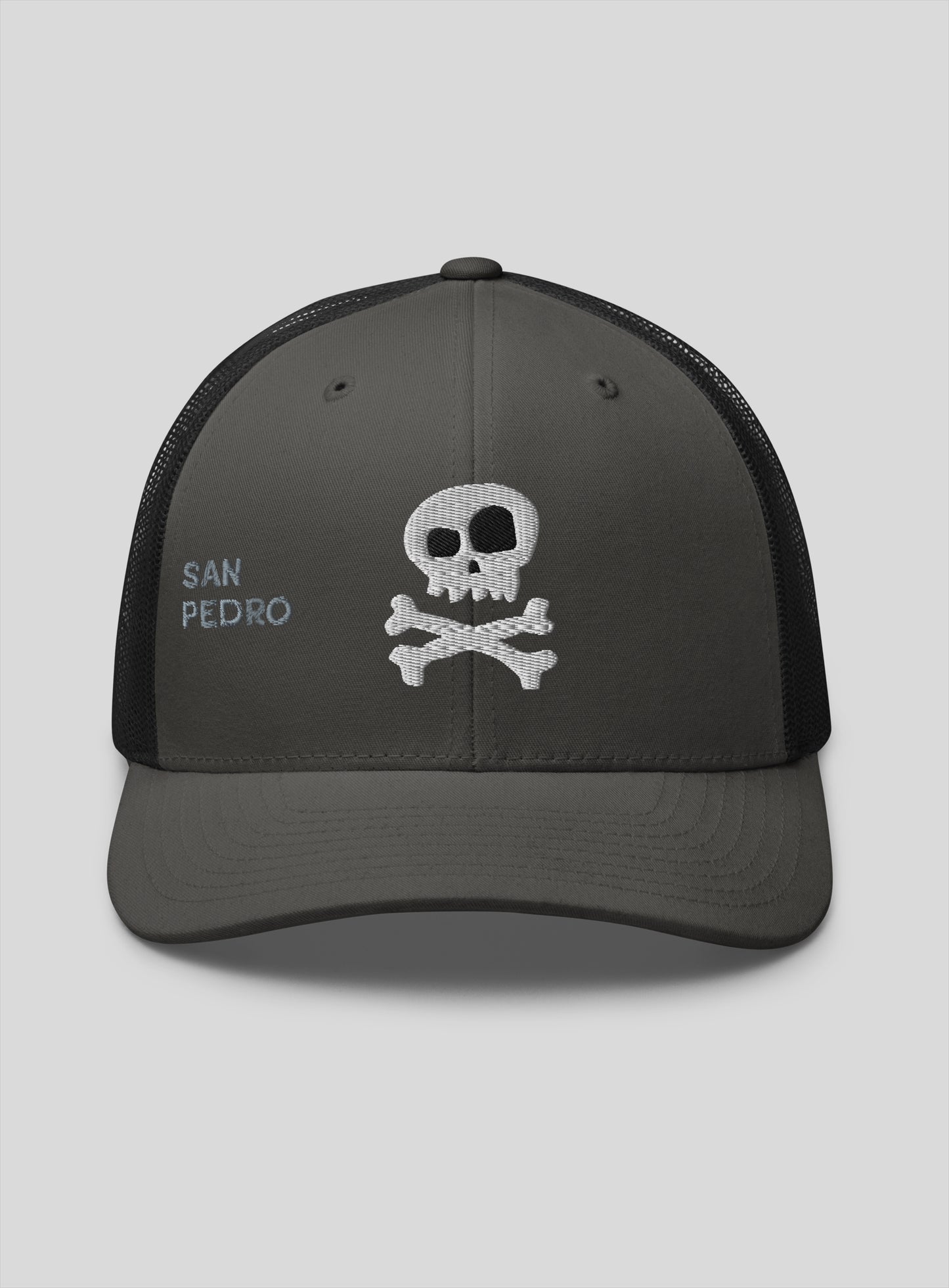 San Pedro Skull and Bones Trucker Hat - Charcoal/Black