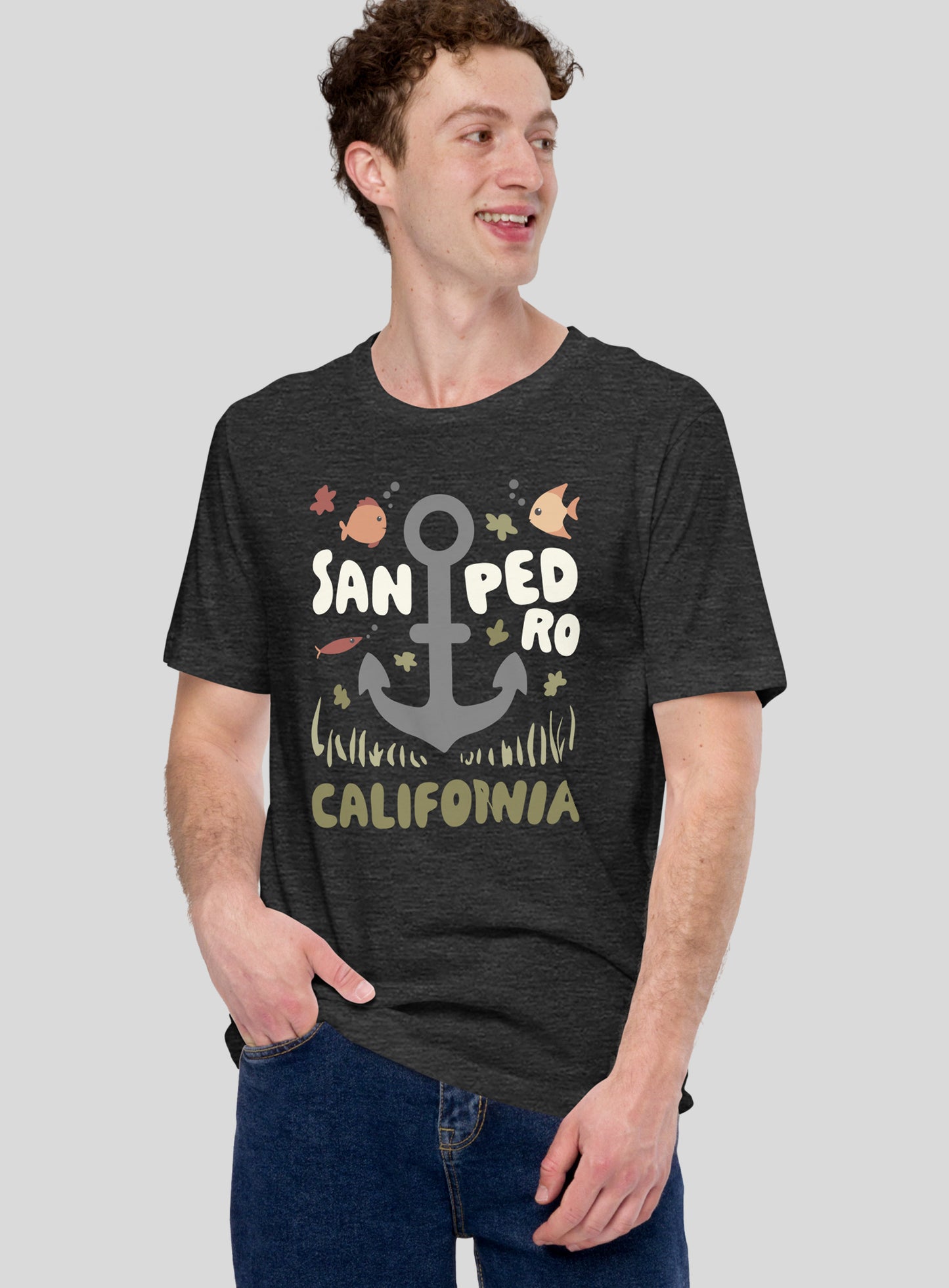 Unisex: San Pedro Anchor Tee - Dark Grey Heather