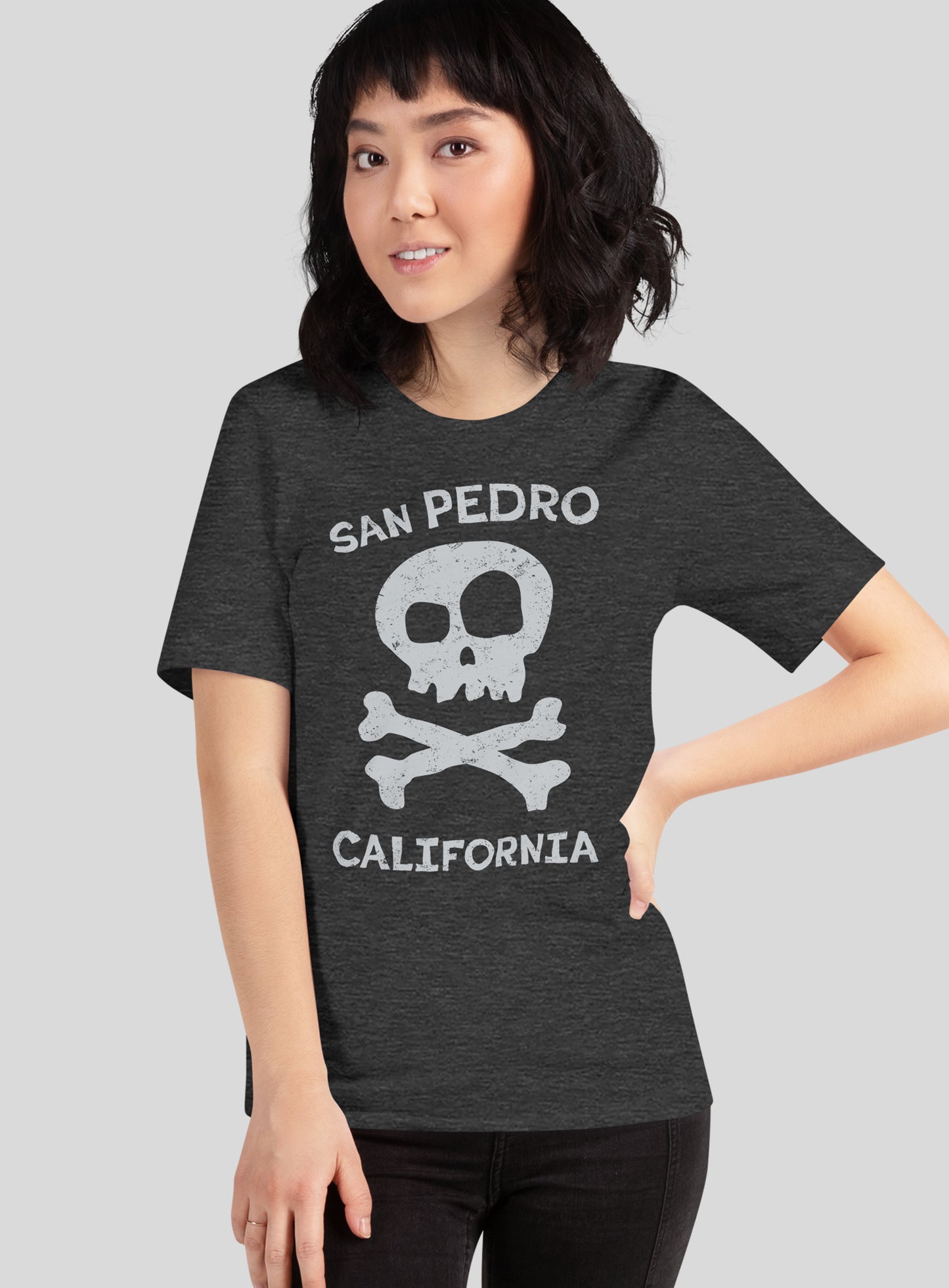 Unisex: San Pedro Skull and Bones Tee - Dark Grey Heather