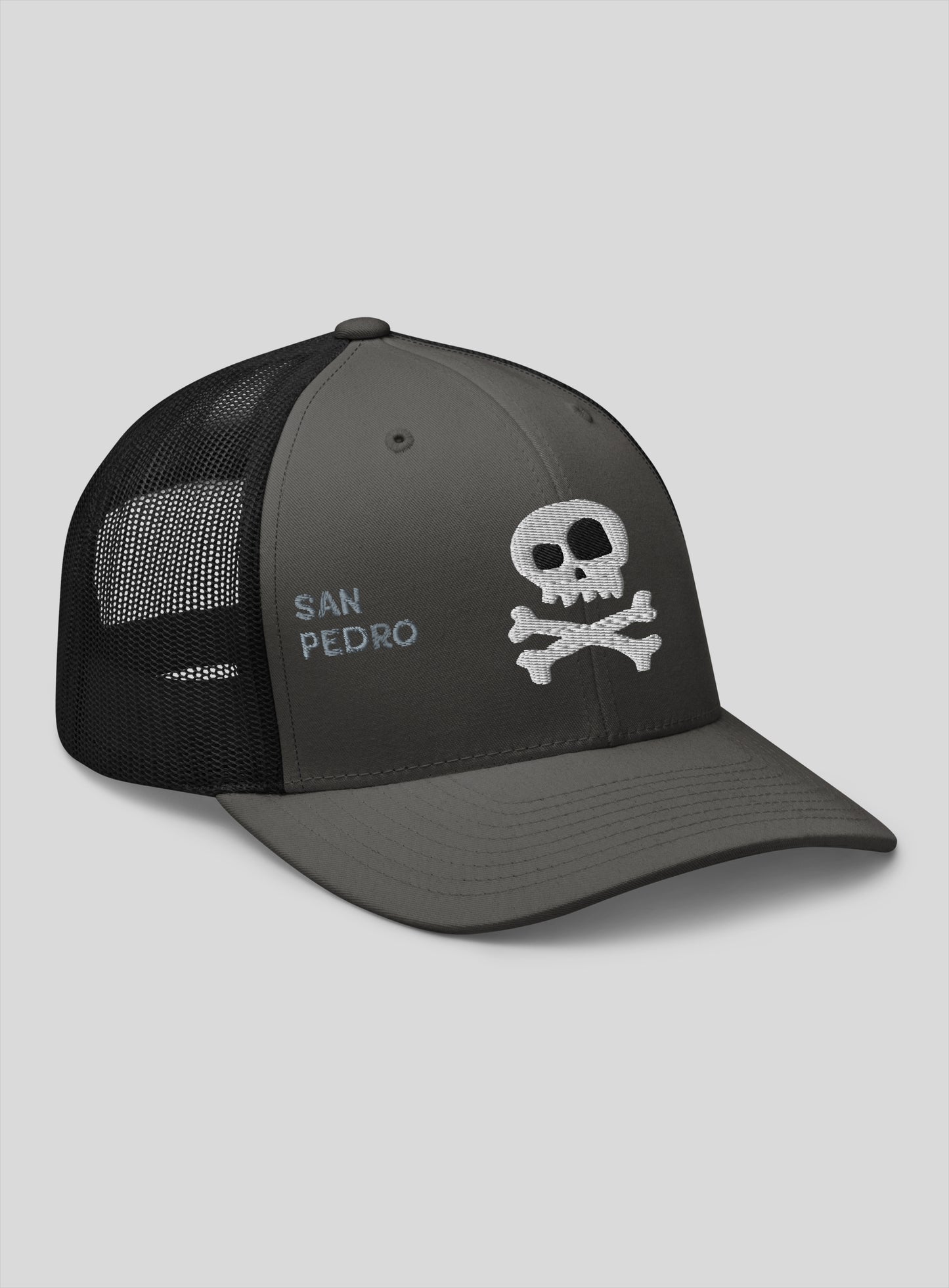 San Pedro Skull and Bones Trucker Hat - Charcoal/Black
