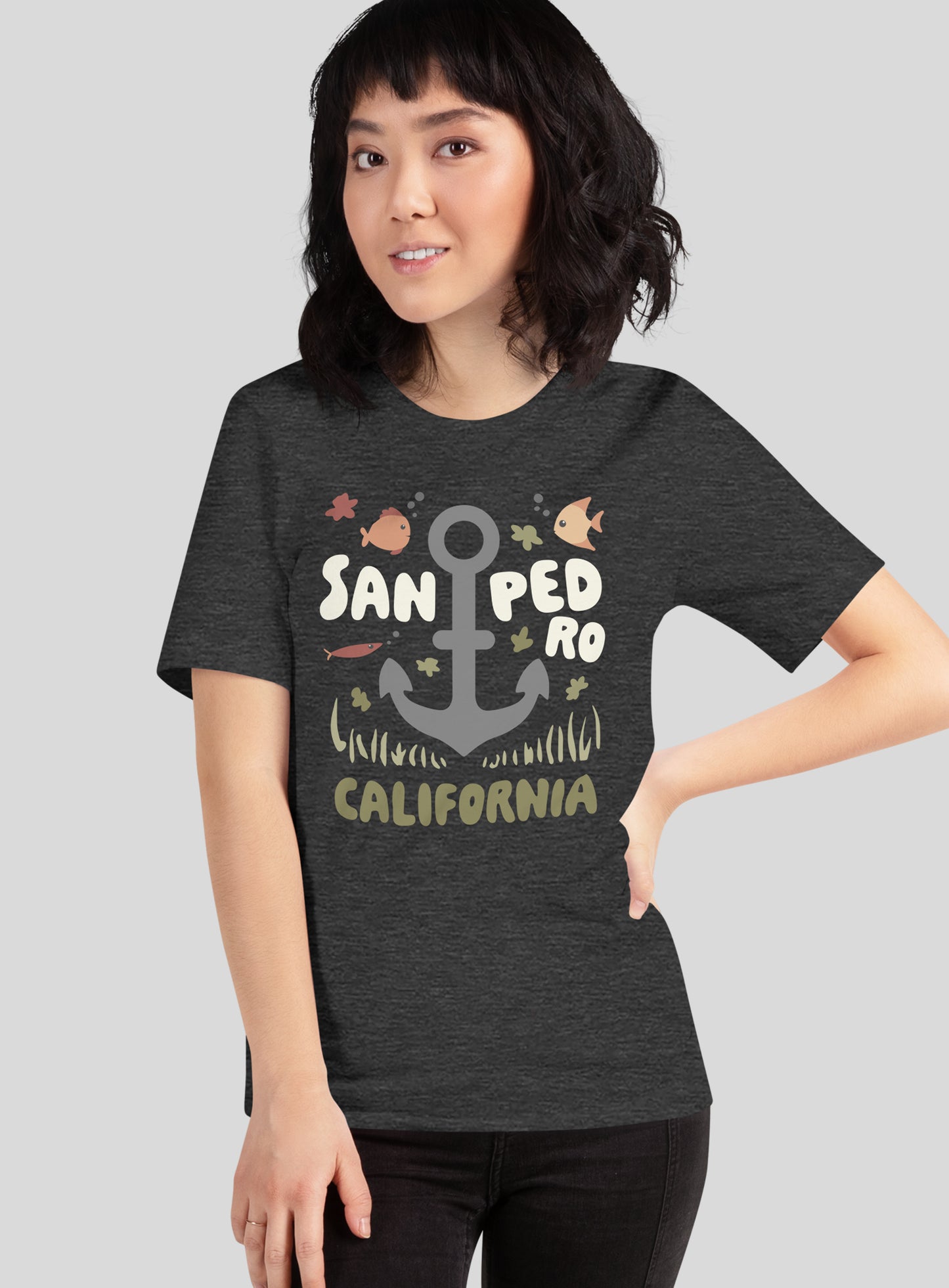 Unisex: San Pedro Anchor Tee - Dark Grey Heather
