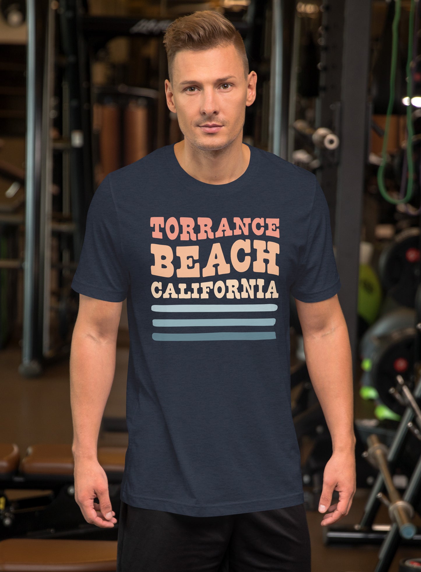 Unisex: Torrance Beach Waves Tee - Heather Navy