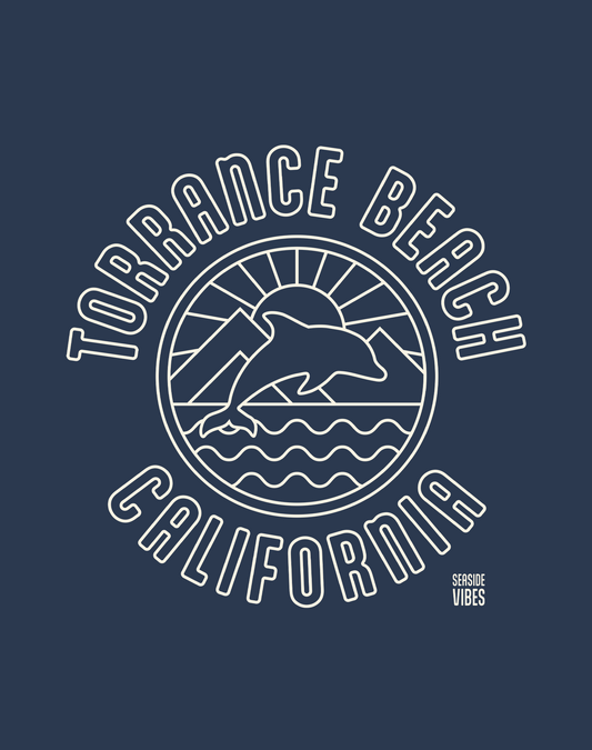 Torrance Beach Dolphin Sunrise Tee - Cotton Blend | Midnight Navy