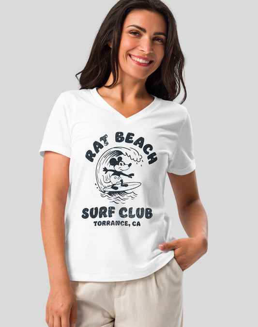 V-Neck: Rat Beach Surf Club Tee - White