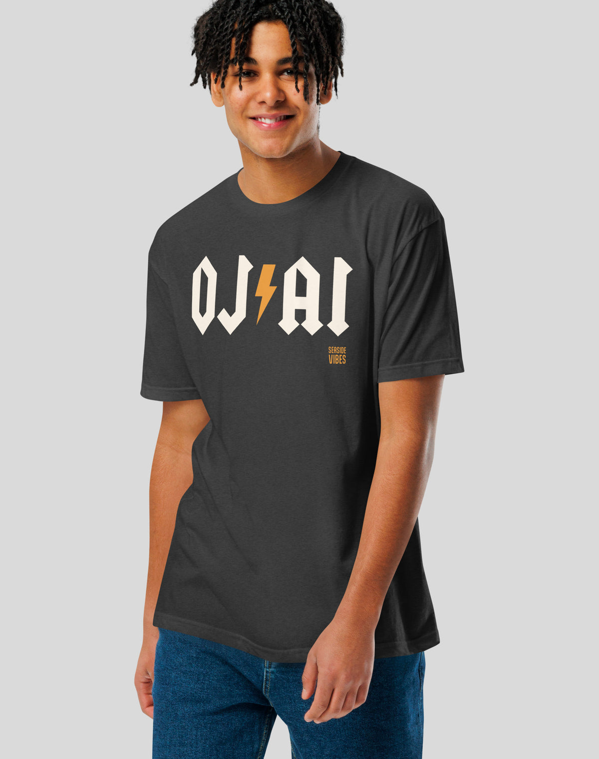 Ojai Rocks (OJ⚡️AI) Tee - Cotton Blend | Charcoal
