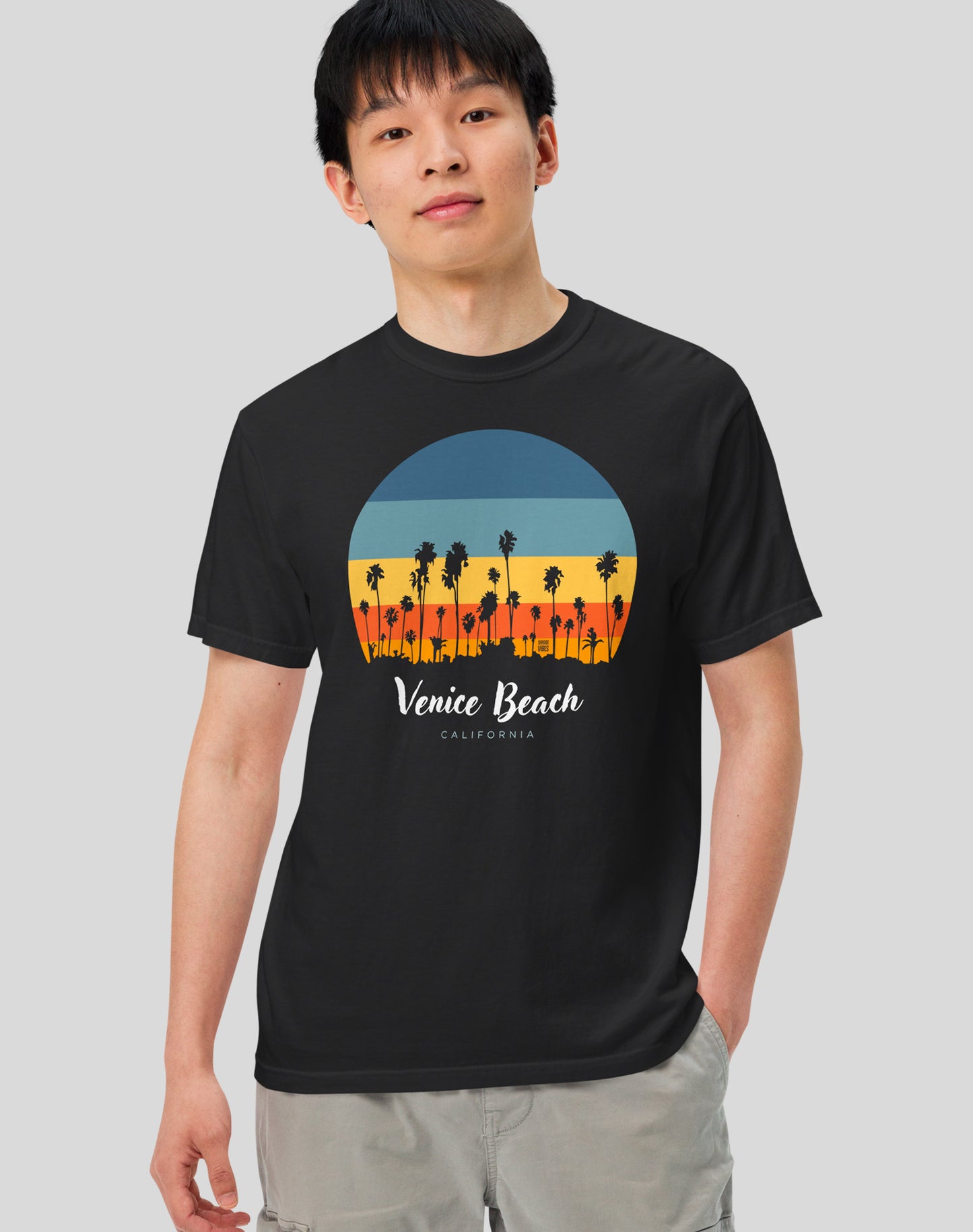 Unisex: Venice Beach Sunset Tee - 100% Cotton | Black