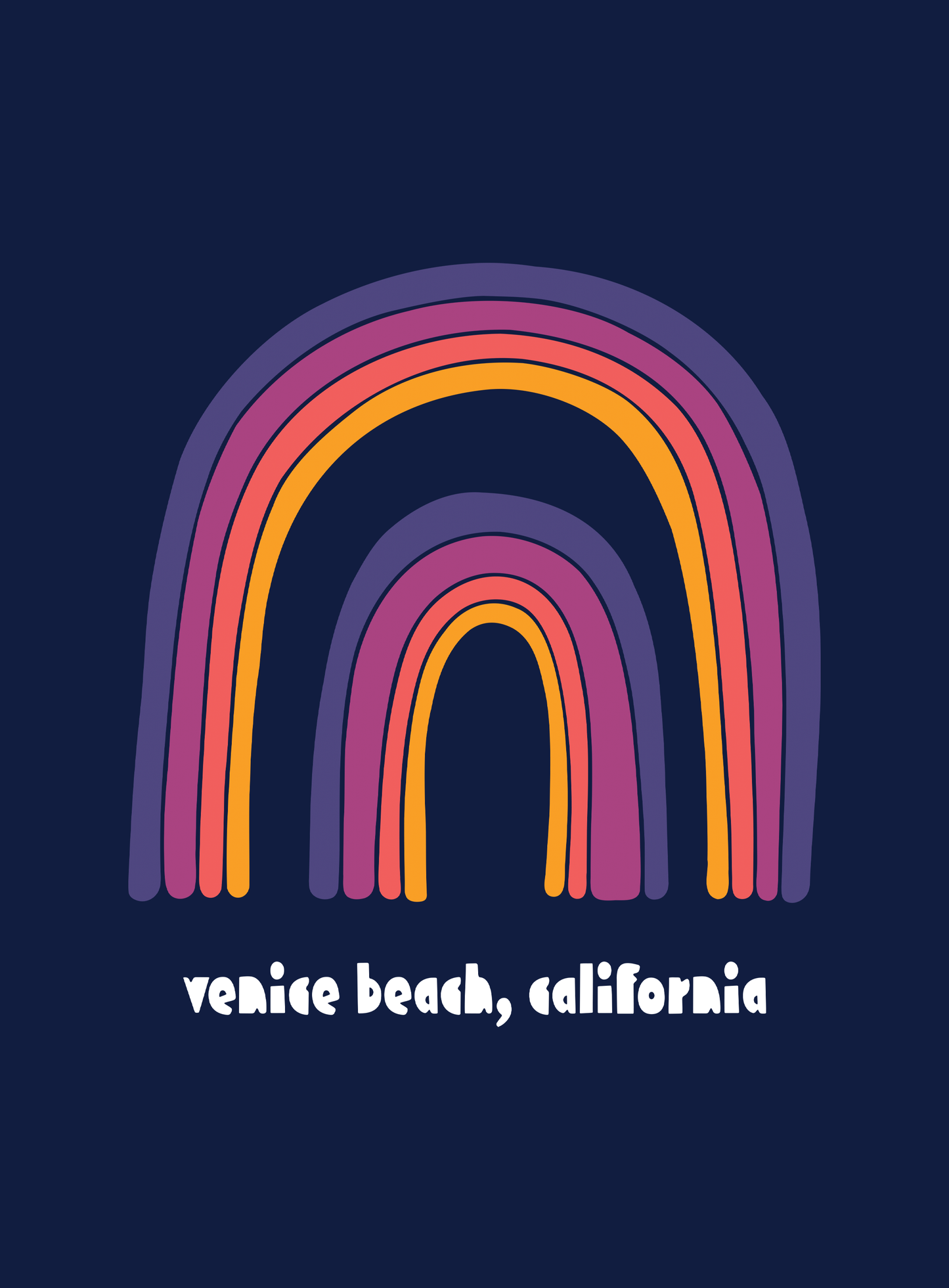 V-Neck: Venice Beach Double Rainbow Tee - Heather Navy