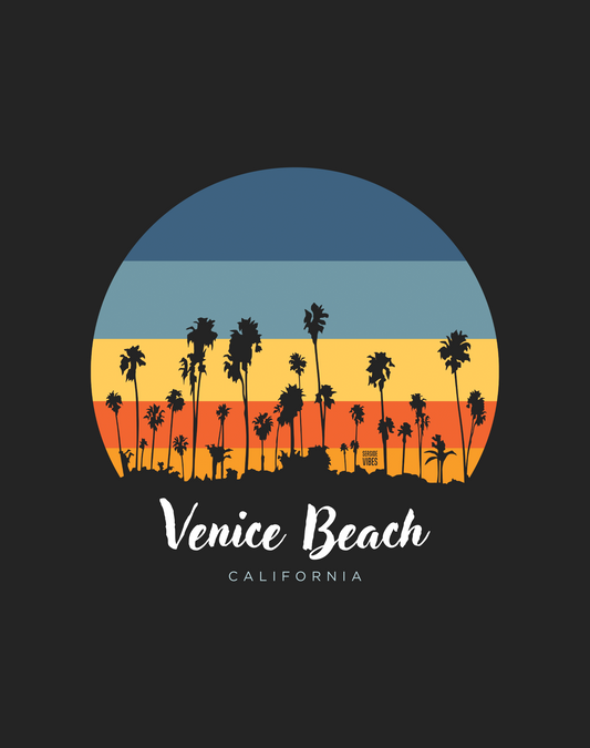 Venice Beach Sunset Tee - Cotton Blend | Charcoal