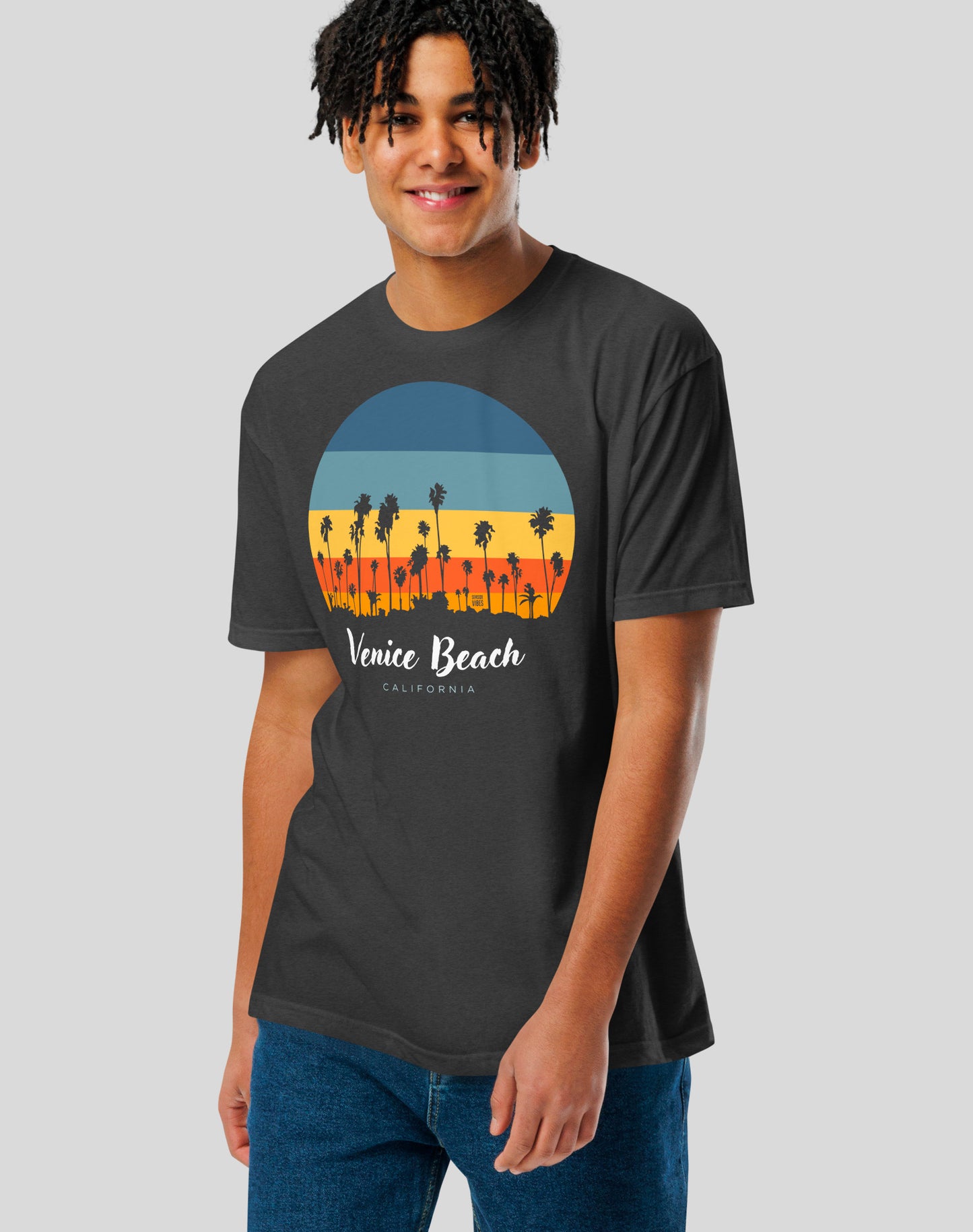 Venice Beach Sunset Tee - Cotton Blend | Charcoal