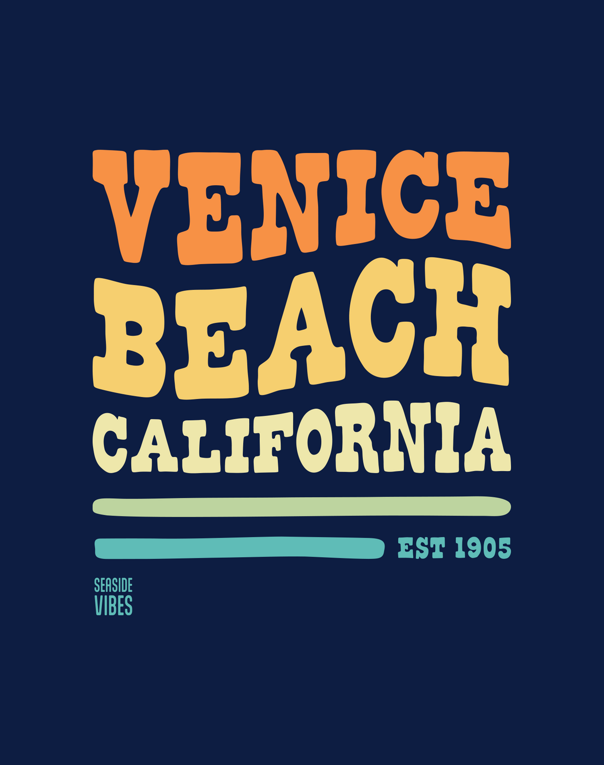 V-Neck: Venice Beach Vibes Tee | Heather Navy
