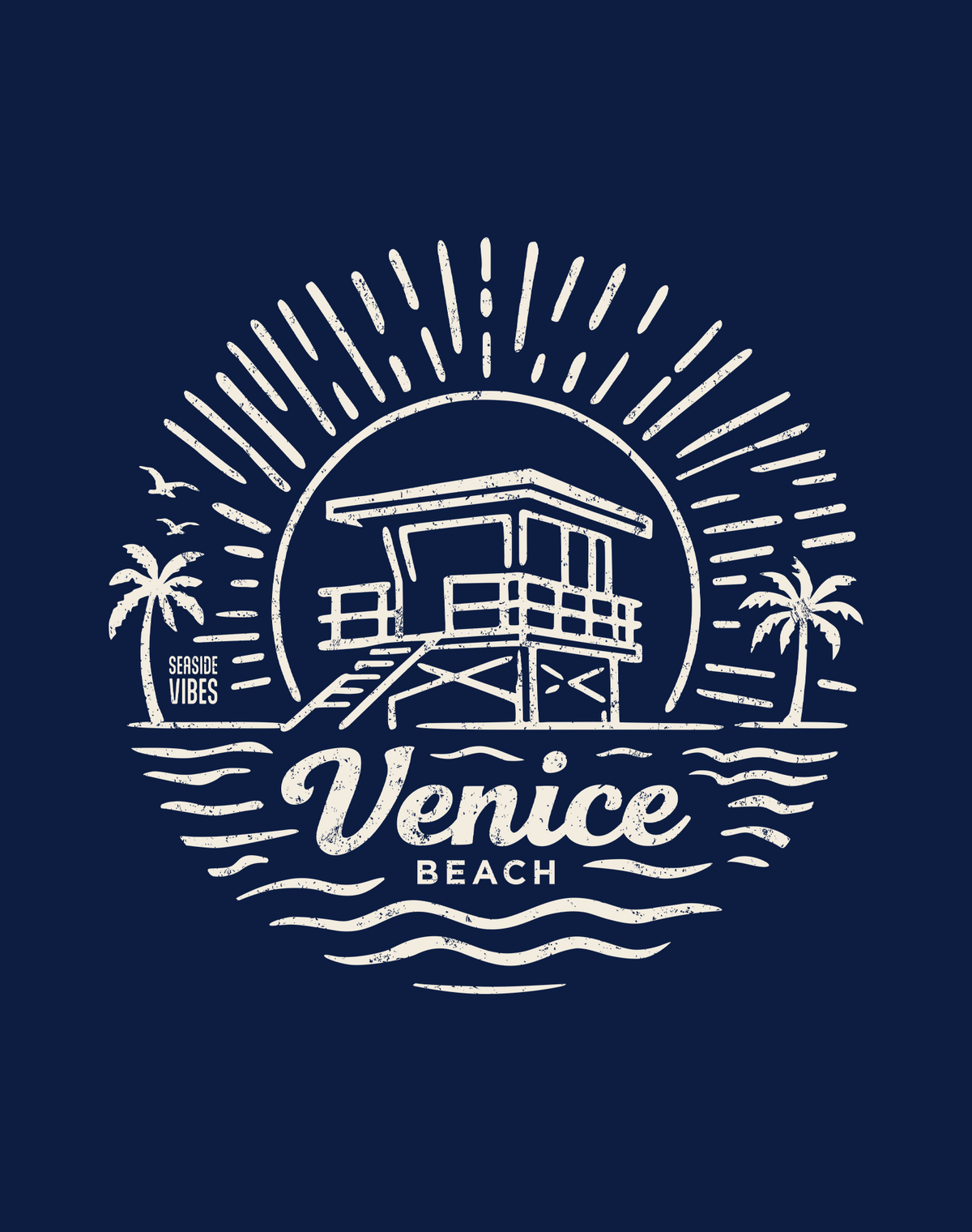 V-Neck: Venice Beach Sunrise Session Tee | Heather Navy