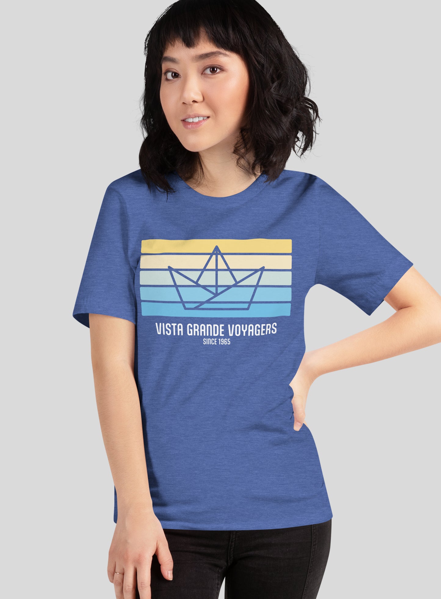 Unisex: VG Origami Boat Tee - Heather True Royal
