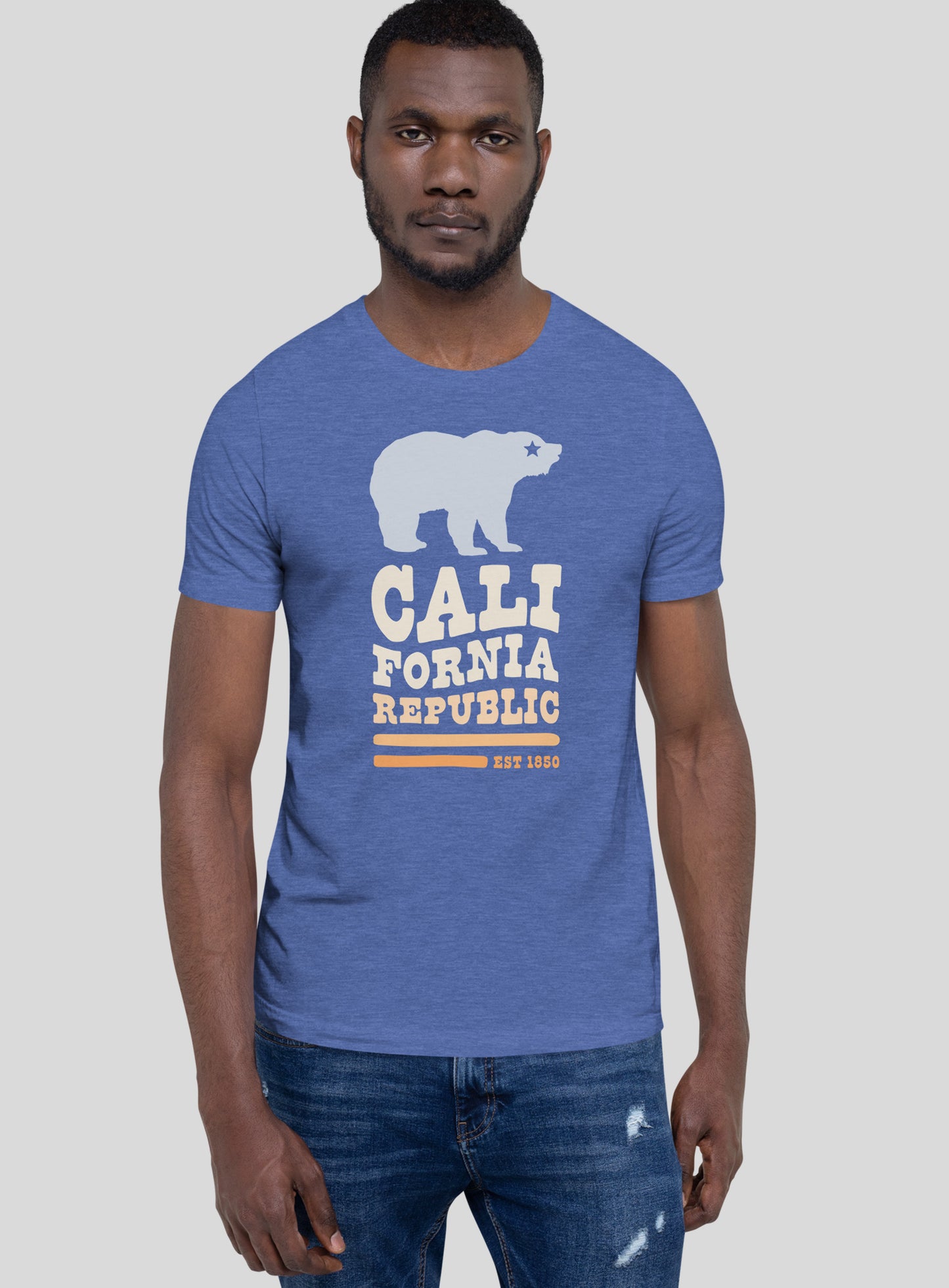 Unisex: California Republic Tee - Heather True Royal