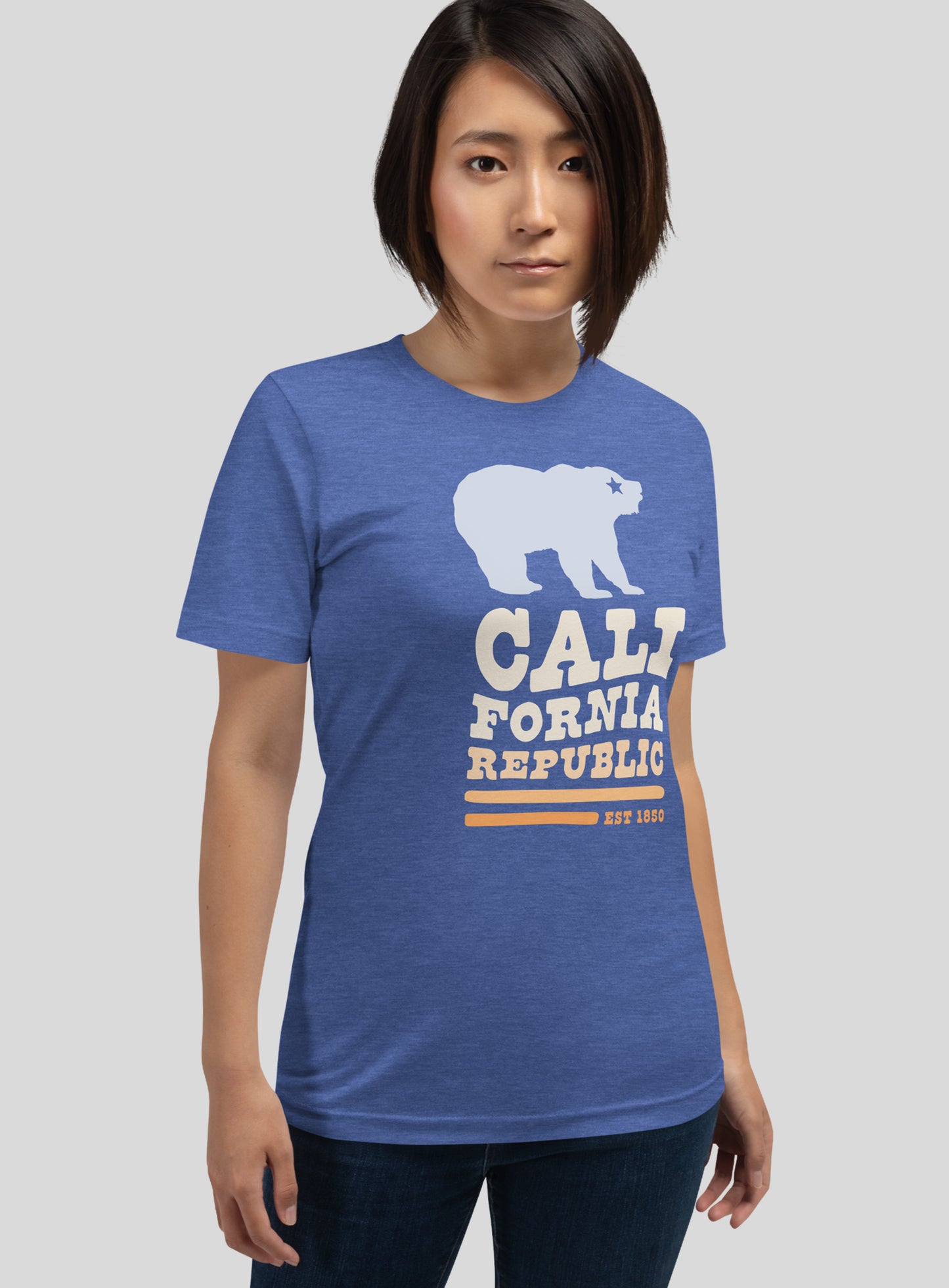 Unisex: California Republic Tee - Heather True Royal