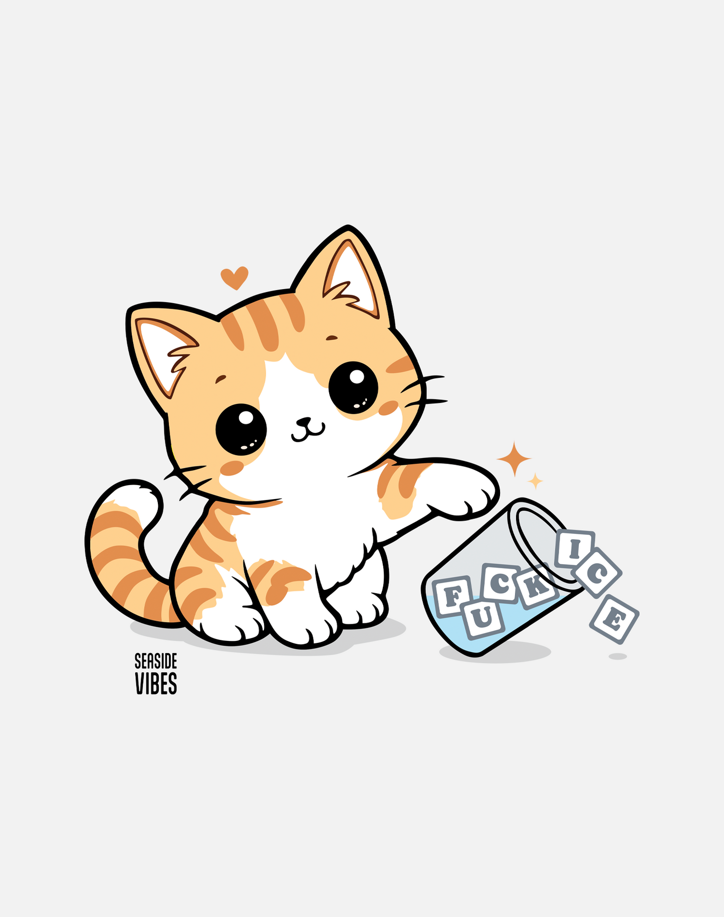 V-Neck: Super Cute F*ck Ice Kitten Tee | White