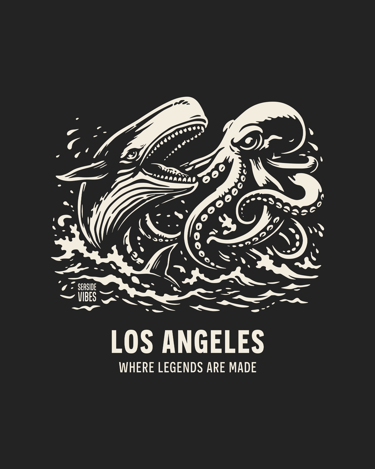 California Octopus vs Whale Legends Onesie | Dark Grey Heather