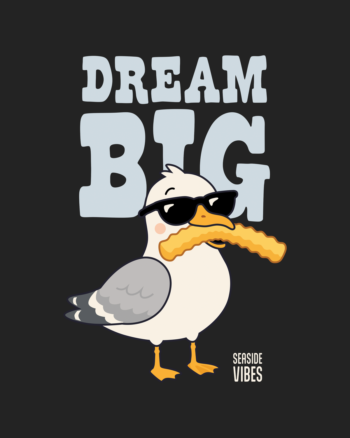 Dream Big Seagull French Fry Onesie | Dark Grey Heather