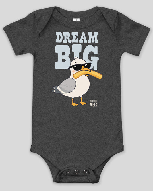 Dream Big Seagull French Fry Onesie | Dark Grey Heather