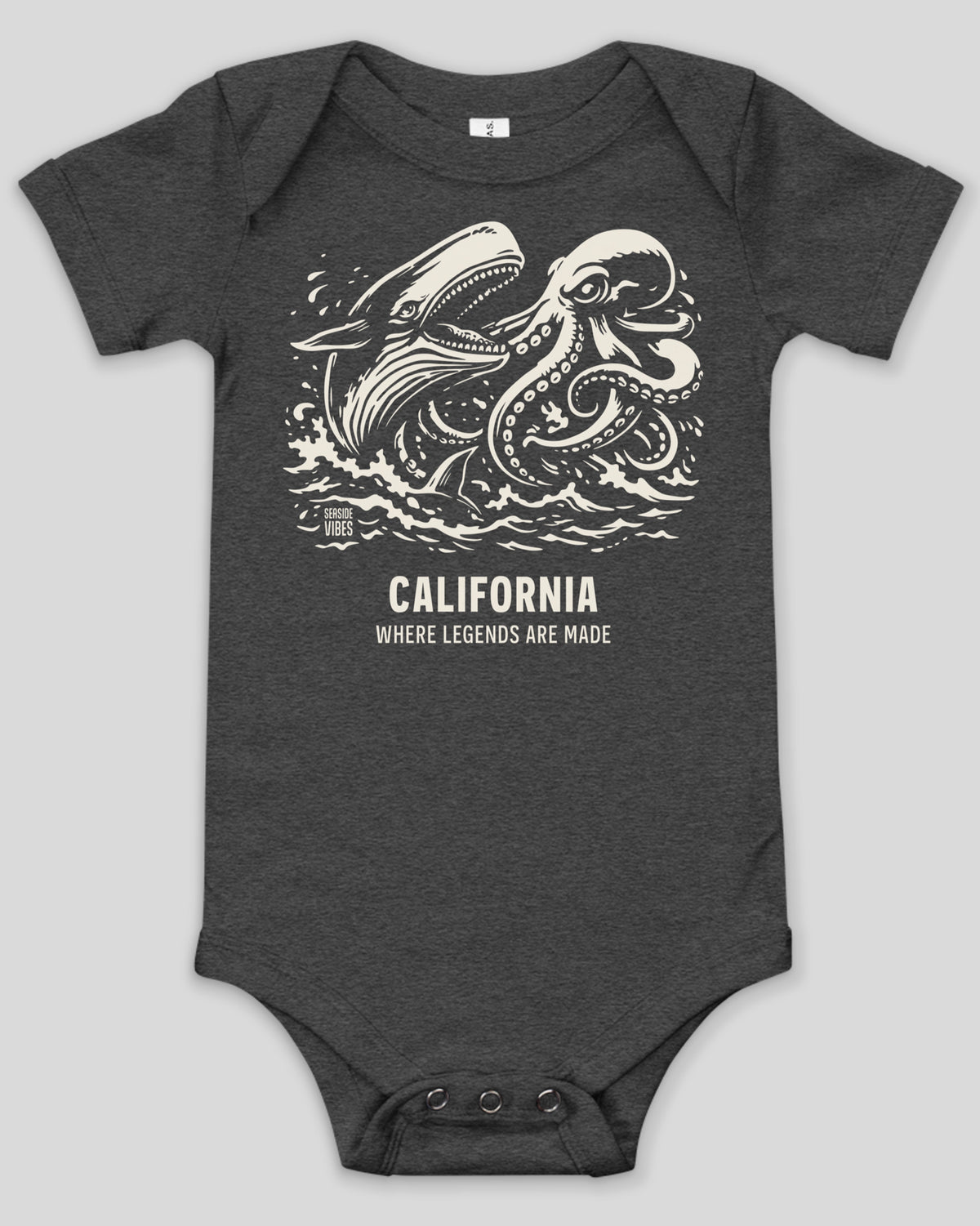 California Octopus vs Whale Legends Onesie | Dark Grey Heather