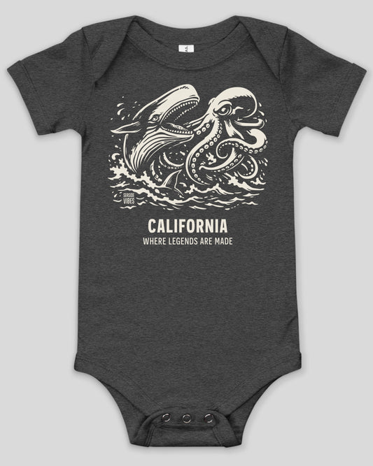 California Octopus vs Whale Legends Onesie | Dark Grey Heather