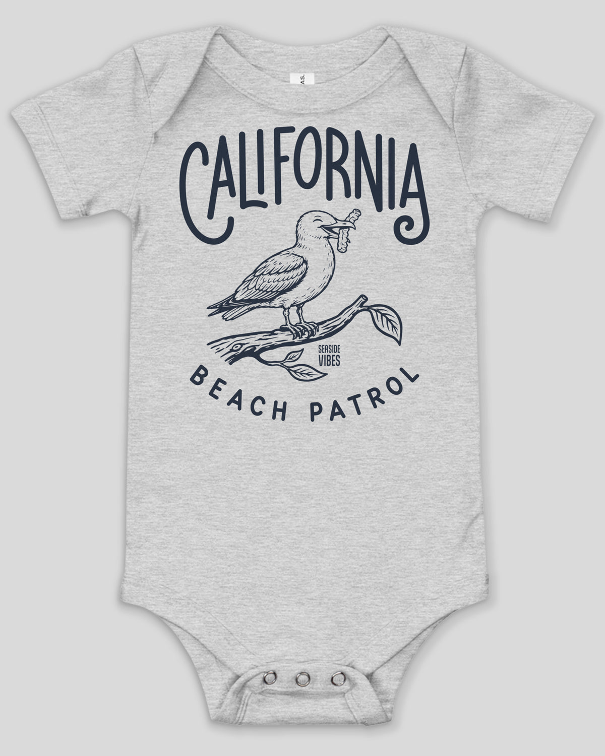 California Beach Patrol Seagull Onesie | Athletic Heather