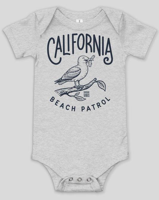 California Beach Patrol Seagull Onesie | Athletic Heather