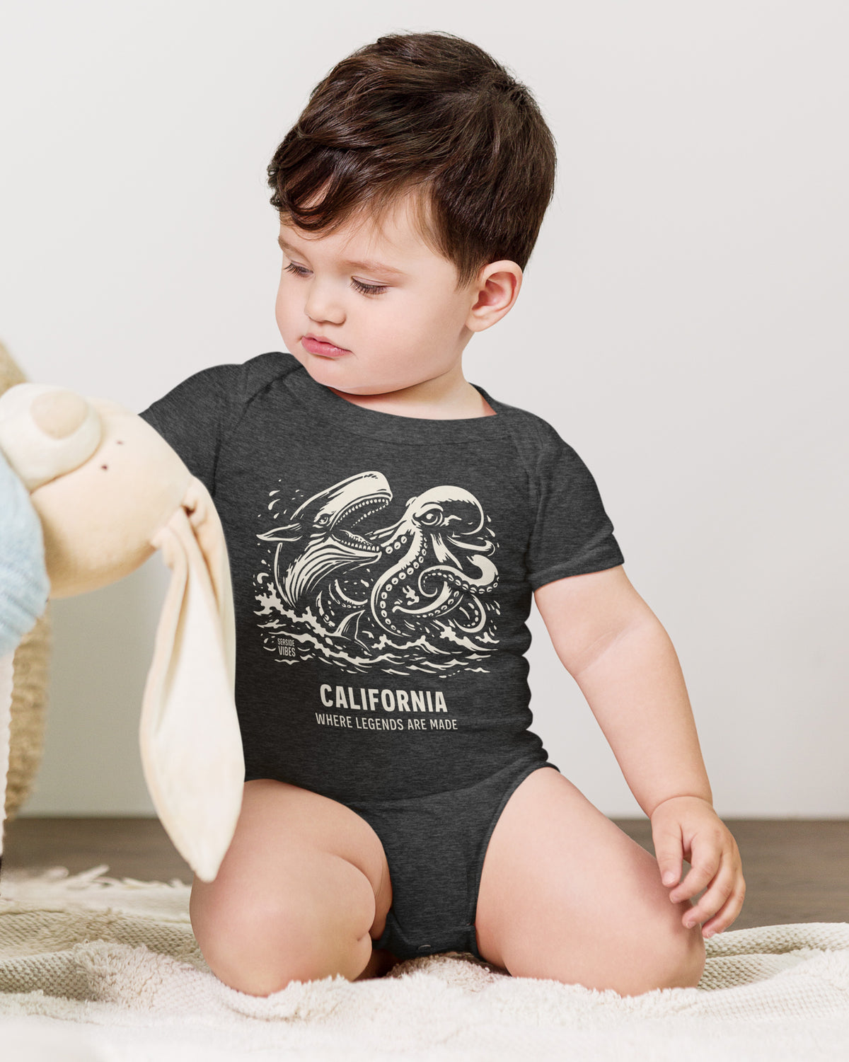 California Octopus vs Whale Legends Onesie | Dark Grey Heather