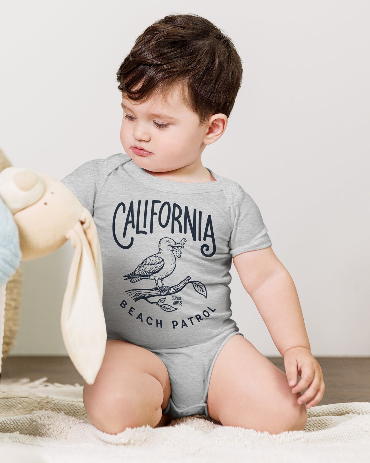 California Beach Patrol Seagull Onesie | Athletic Heather