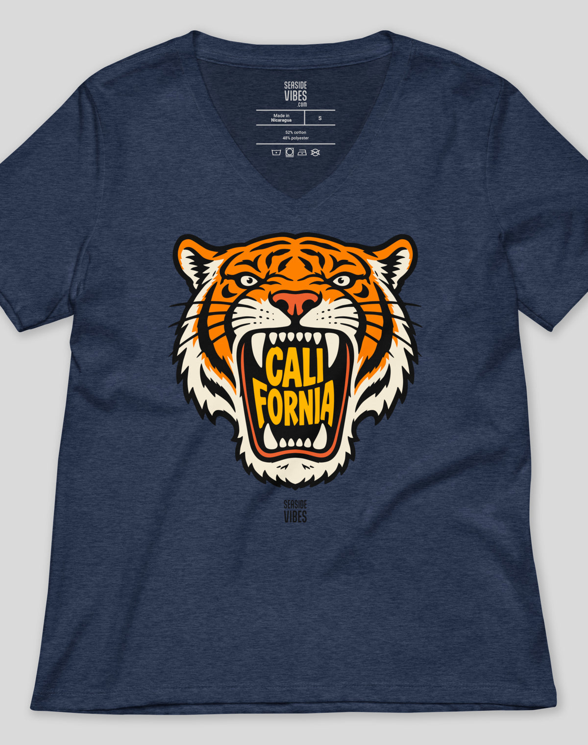 V-Neck: California AF Tiger Tee | Heather Navy